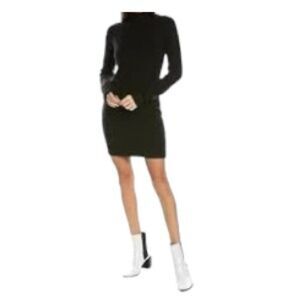 French Connection Katrin Cable Sweater Dress Black Large NWT